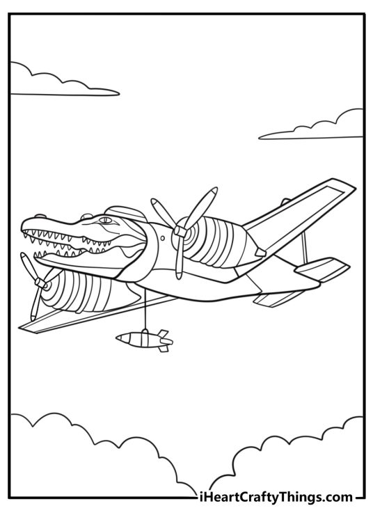 Bombardiro crocodilo coloring page