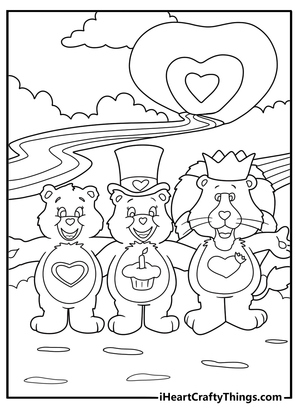 care bears in the kingdom of caring coloring sheet for kids