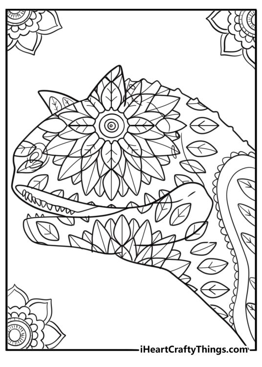 Carnotaurus with scales and texture close up mandala style coloring page for adults
