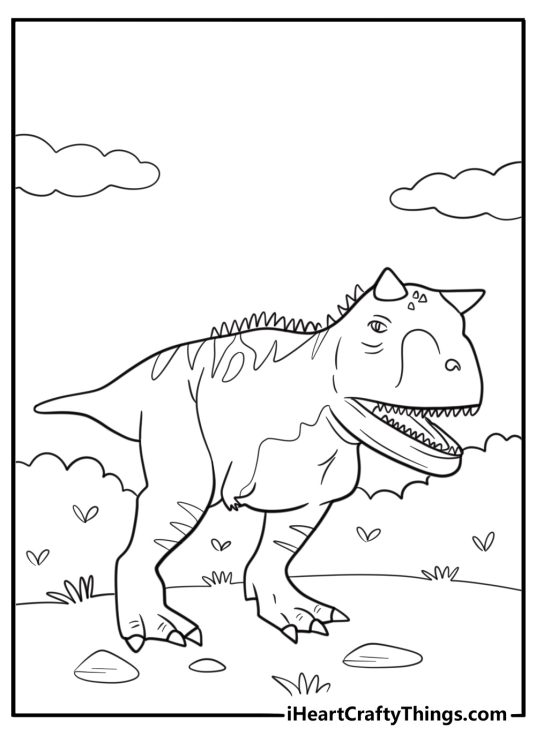 Carnotaurus with short horns above eyes easy coloring page