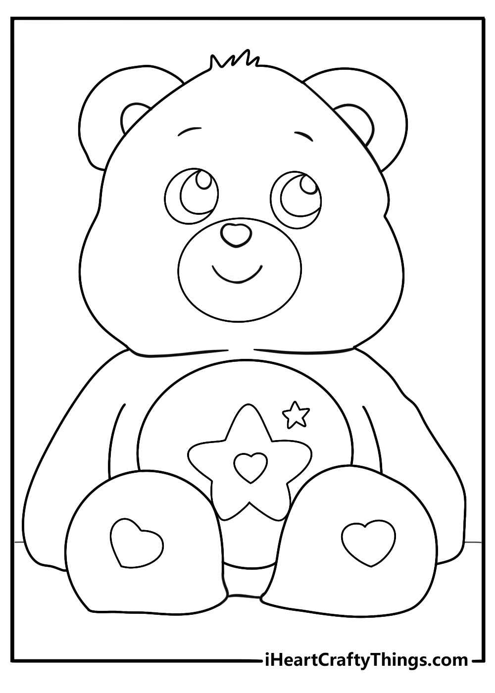 daydream bear with star belly badge detailed coloring page