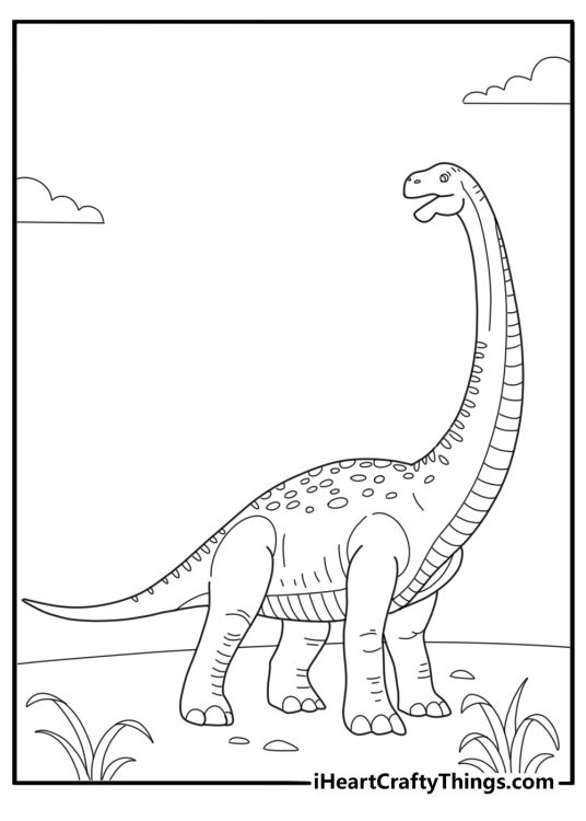 Detailed brontosaurus with textured skin coloring sheet for adults
