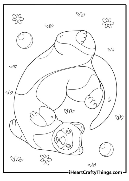Ferret playing with a ball easy coloring page for kids