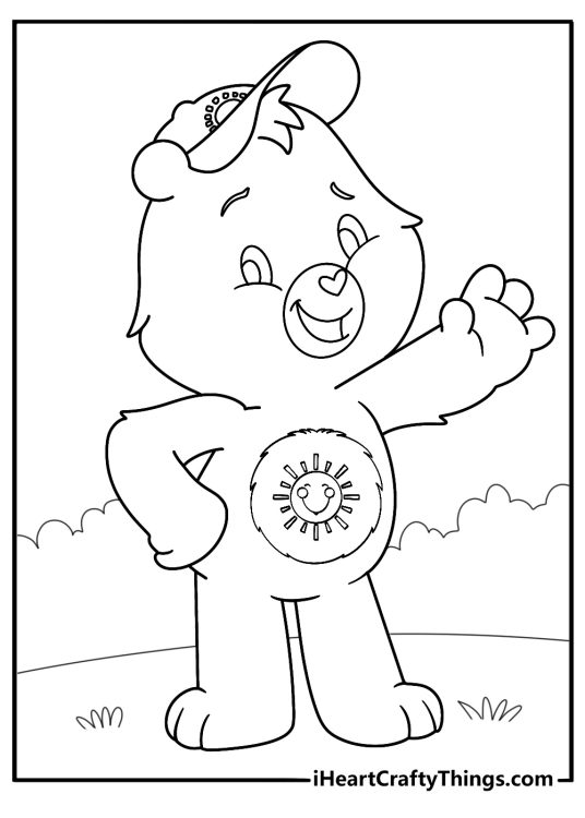 funshine bear with sun belly badge easy coloring page