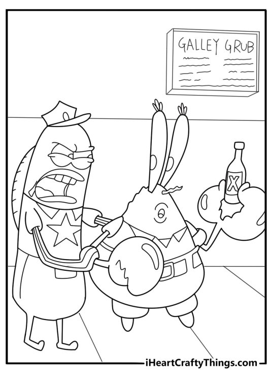 Mr krabs guarding the krabby patty formula coloring sheet for kids