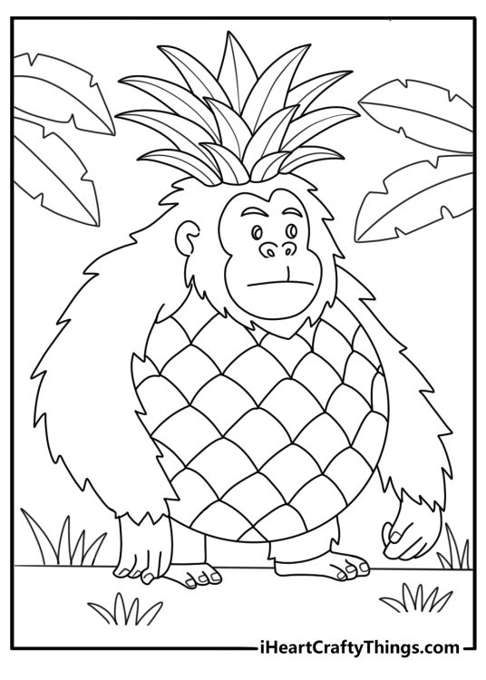 Orangutini ananasini coloring page