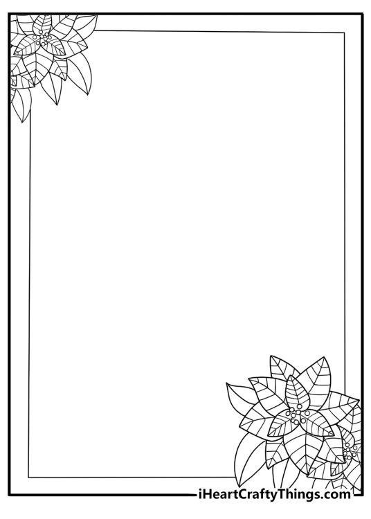Poinsettia border frame for cards simple coloring sheet