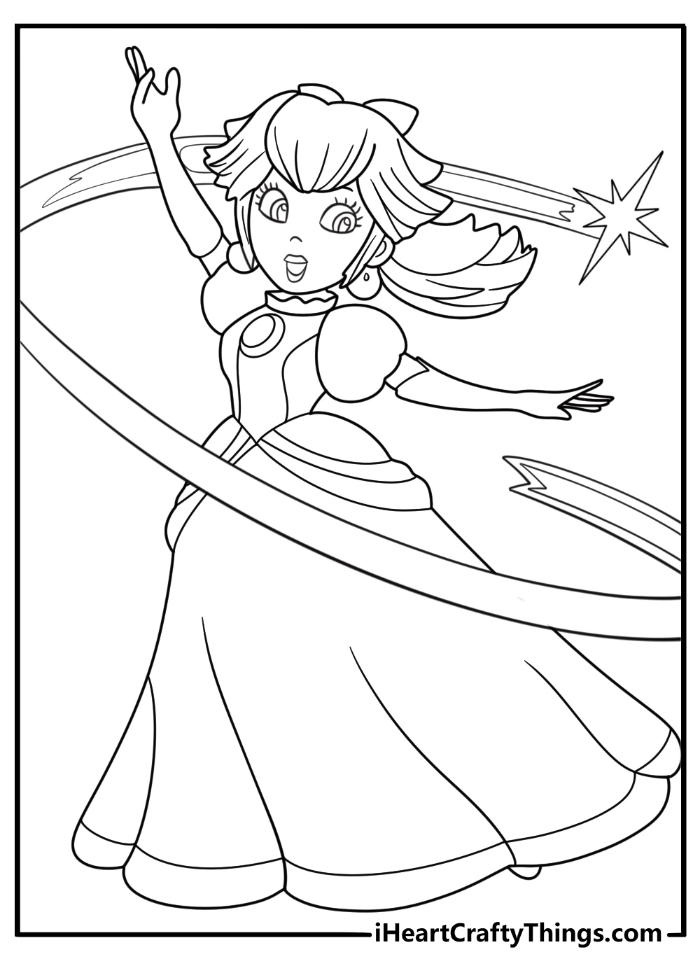 princess peach using magic powers detailed coloring page for adults
