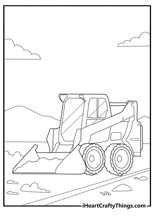 Skid steer pushing dirt easy coloring page