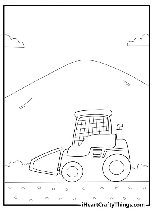 Skid steer side view simple coloring page for kids