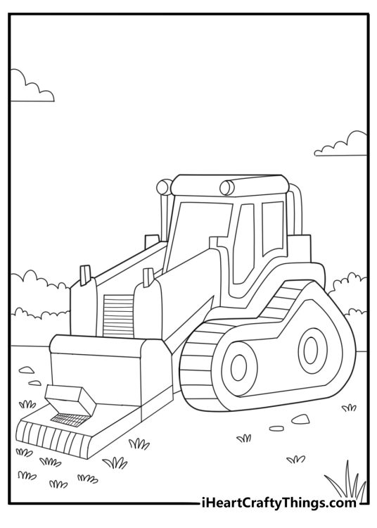 Skid steer with brush cutter attachment coloring sheet