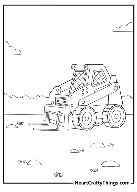 Skid steer with fork attachment warehouse coloring sheet