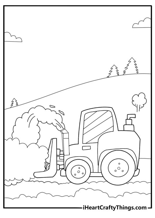 Skid steer with snow blower attachment winter coloring sheet