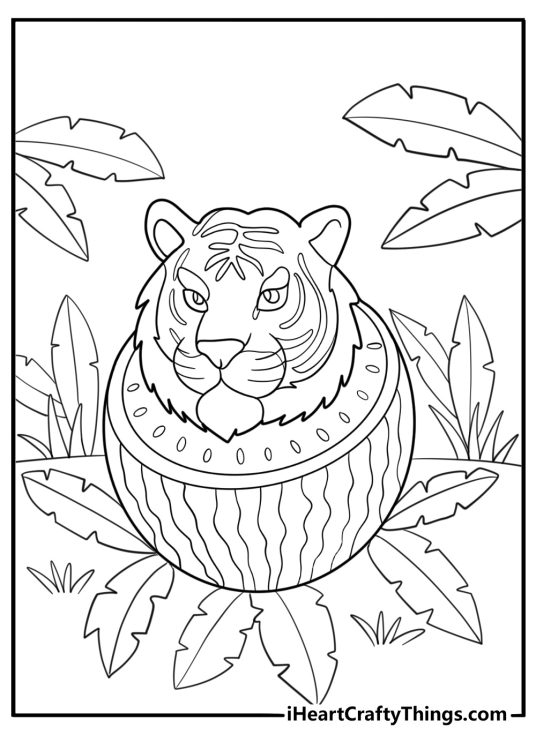 Tigrrullini watermellini coloring page