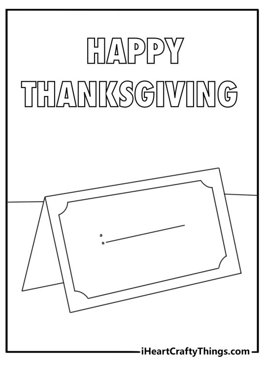 A name card marks a seat in this simple holiday coloring sheet
