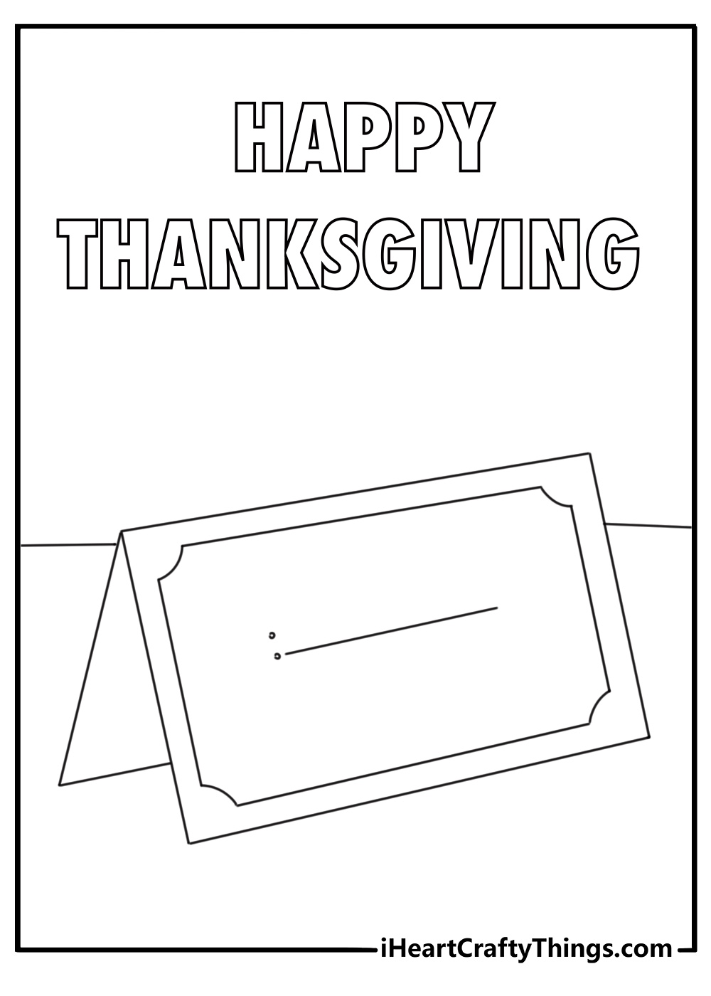 A name card marks a seat in this simple holiday coloring sheet