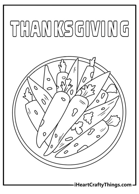 A serving dish filled with glazed carrots makes this Thanksgiving food page