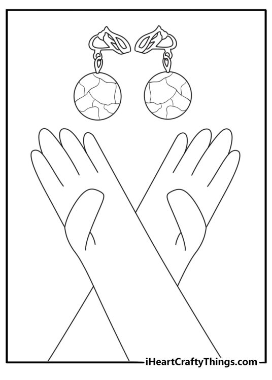 A simple Mario princess coloring sheet shows Peach gloves and earrings