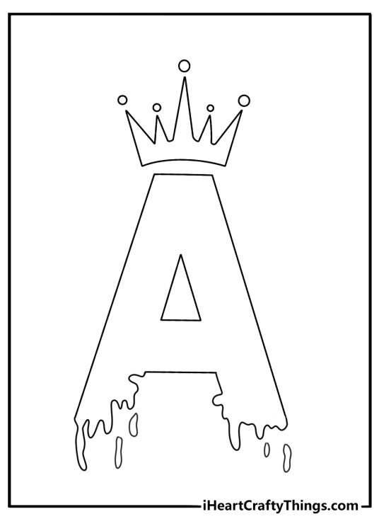 A simple graffiti coloring sheet displays bold letters around a crown