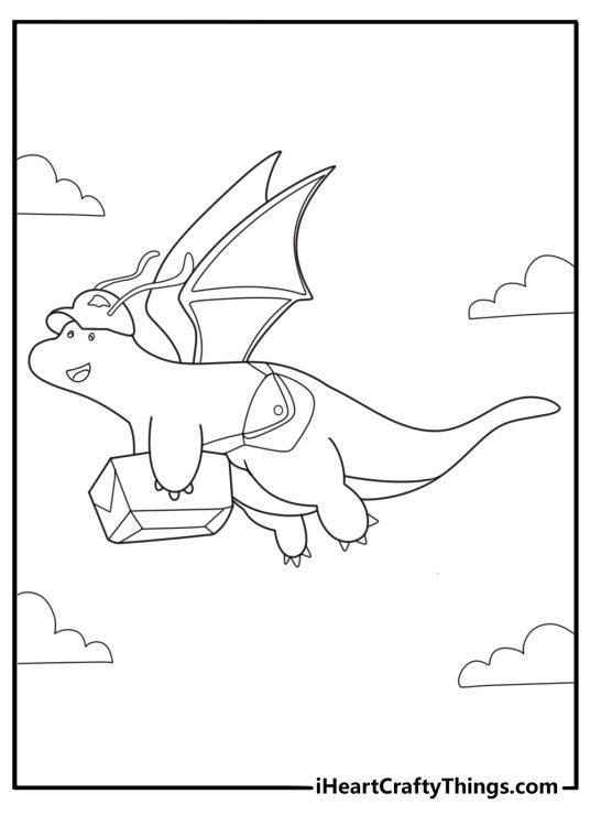 Dragonite flying with a mail satchel friendly messenger pose