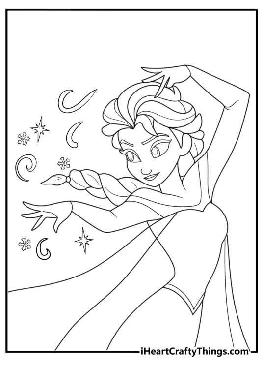 Elsa with magical aura around her hands printable sheet