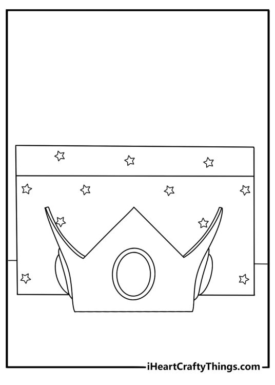 Free Princess Peach printable featuring a royal crown beside a pink jewel box