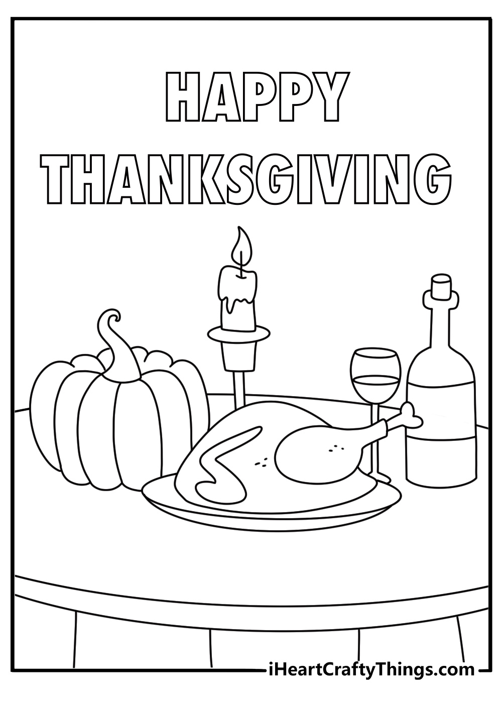 Free Thanksgiving printable showing a candle centerpiece on the dinner table
