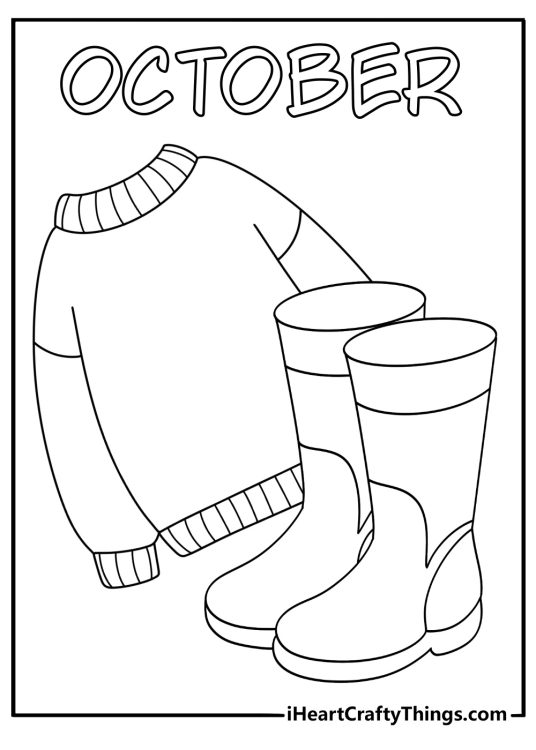 Free autumn printable featuring a cozy sweater and rubber boots