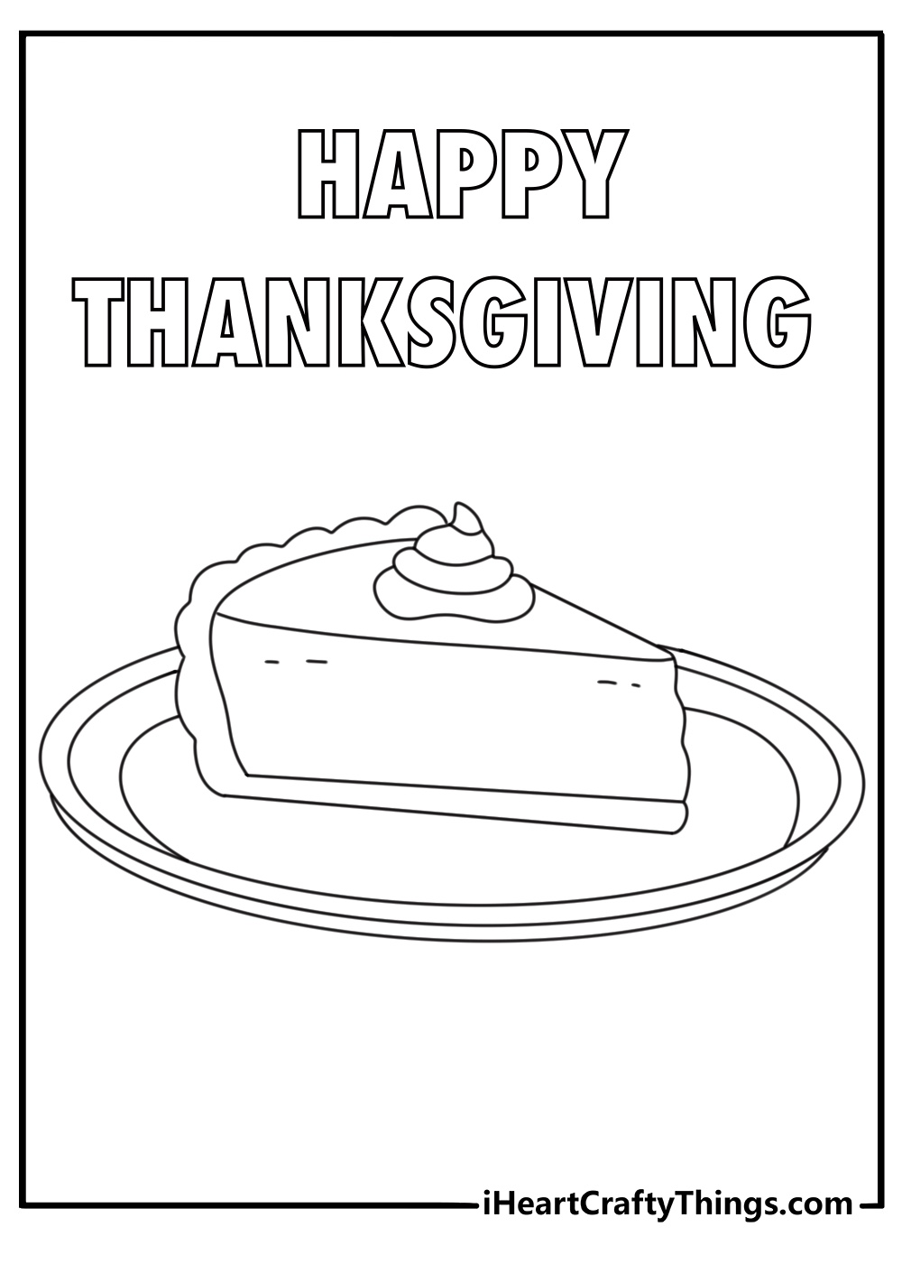 Free coloring sheet featuring a slice of sweet potato pie on a dessert plate