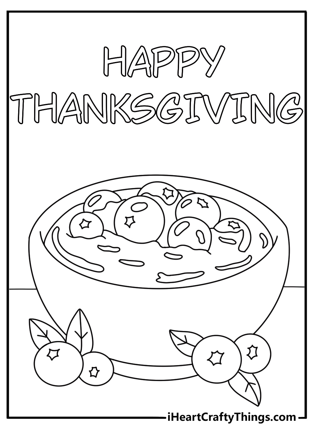Free printable featuring a bowl of cranberry sauce beside fresh berries