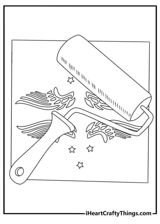 Free street art printable featuring a paint roller and stencil
