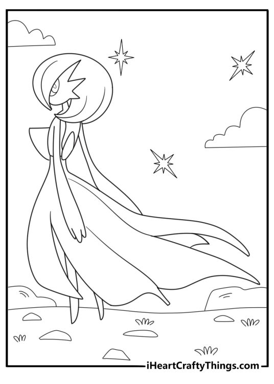 Gardevoir elegant stance with flowing gown like shapes