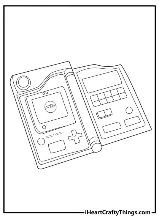 Pokedex open screen with buttons and blank entry fields simple tech outline