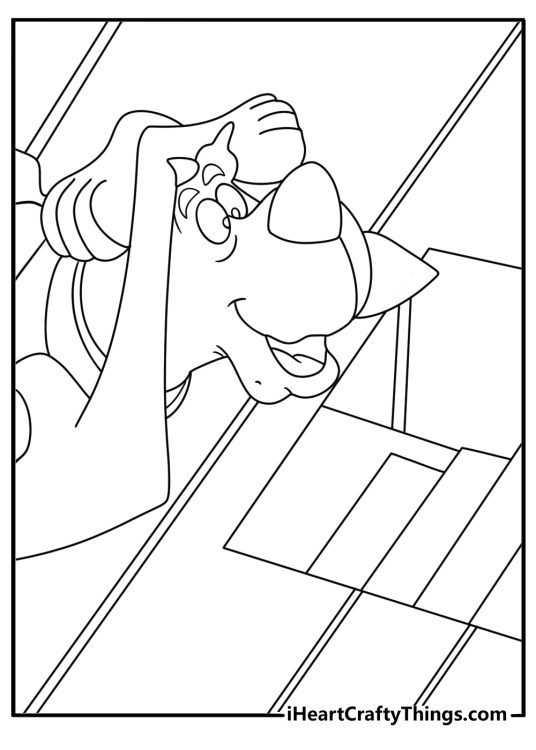 Scooby Doo coloring page showing Scooby near a hidden trapdoor