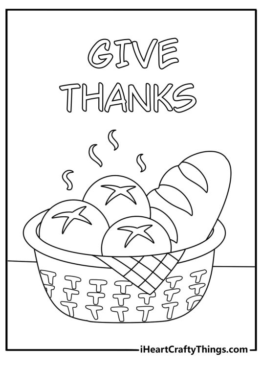 Warm bread rolls rest inside a cloth basket in this holiday printable
