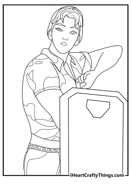 abby holding a shield printable kpop demon hunters coloring page