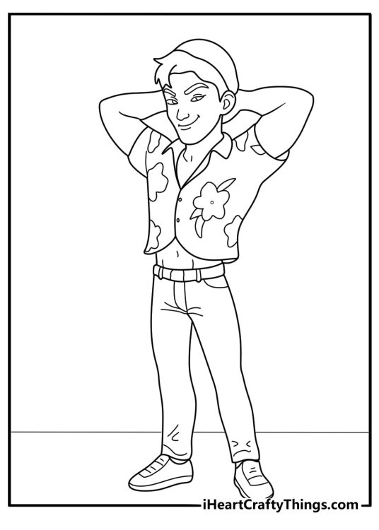 abby standing in defense pose kpop demon hunters coloring page