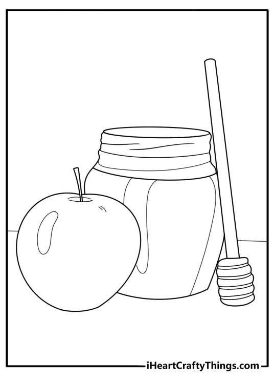 apple and honey jar for fall festival coloring page