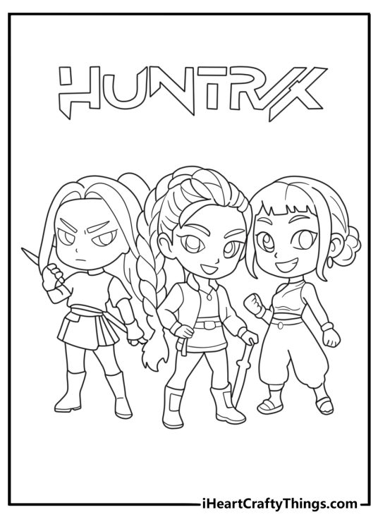 cute kpop demon hunters coloring pages