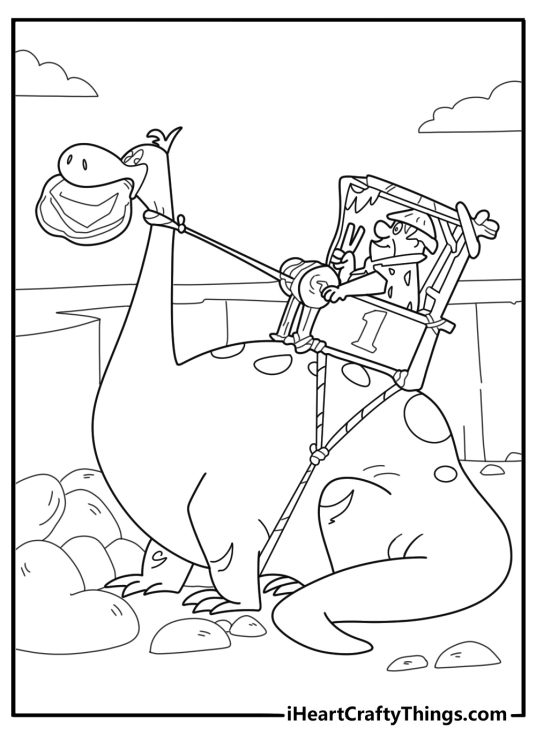 Fred Flintstone at the quarry work site coloring sheet
