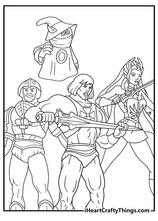 he man group of heroes together coloring page