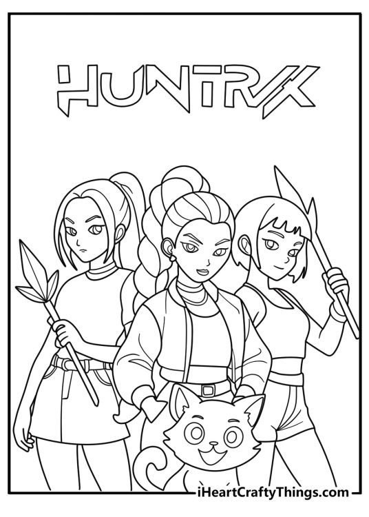huntrix coloring pages