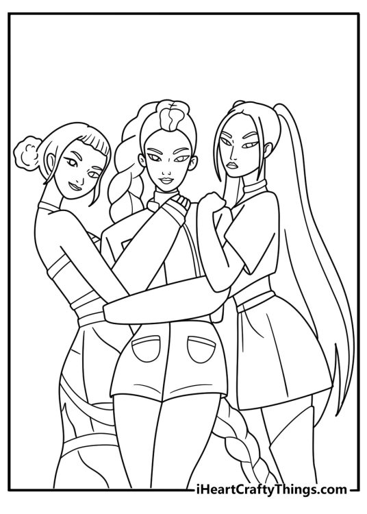 huntrix kpop coloring pages