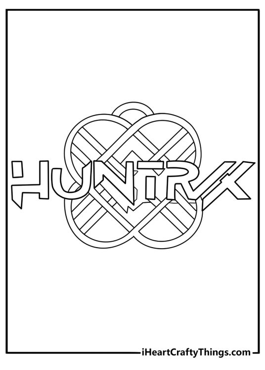 huntrix logo design kpop demon hunters coloring page