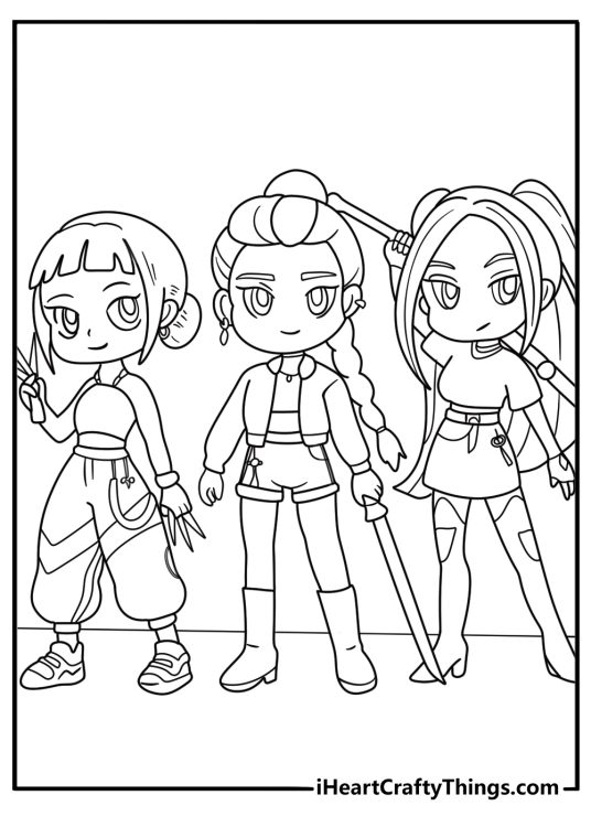 kpop demon hunters coloring pages for kids