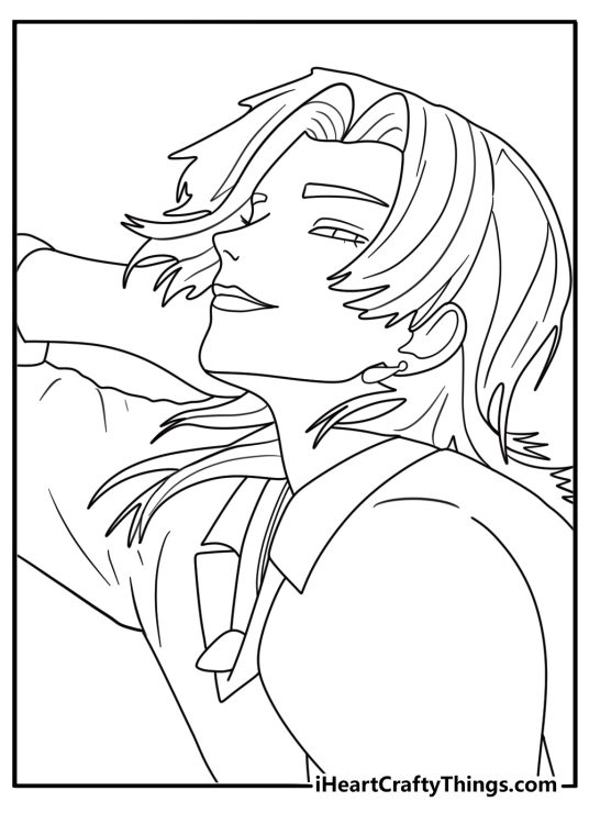 romance character with flowing hair detailed kpop demon hunters coloring sheet