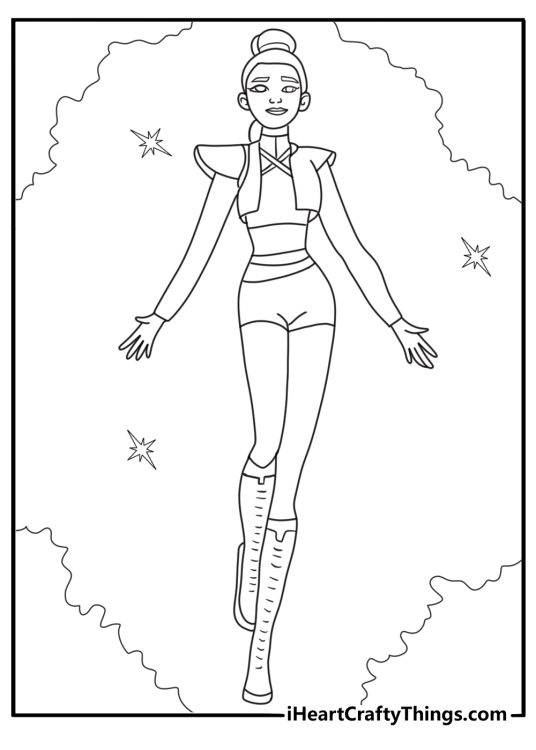 rumi casting magic spell detailed kpop demon hunters coloring sheet
