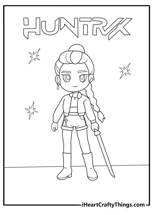 cute rumi kpop demon hunters coloring page 