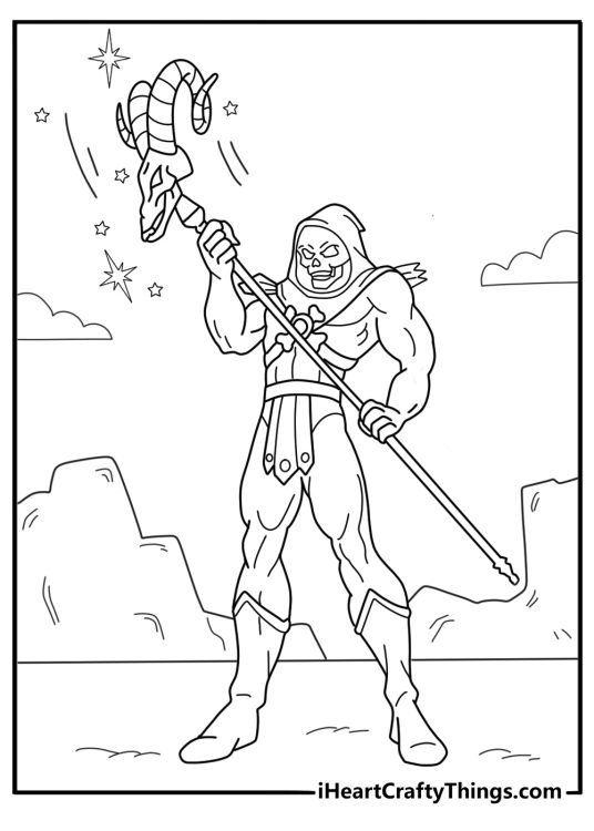 skeletor casting magic coloring sheet