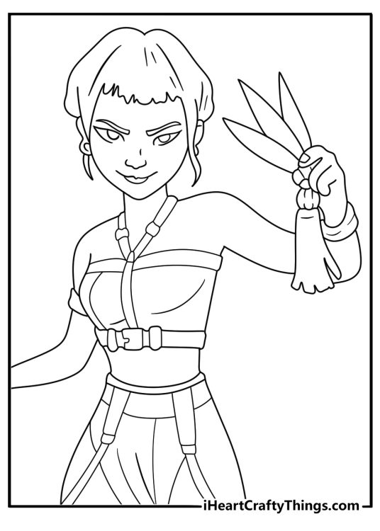 zoey in battle armor kpop demon hunters coloring page